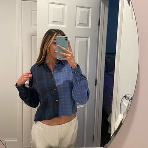 urban outfitters vintage reworked two-tone cropped flannel